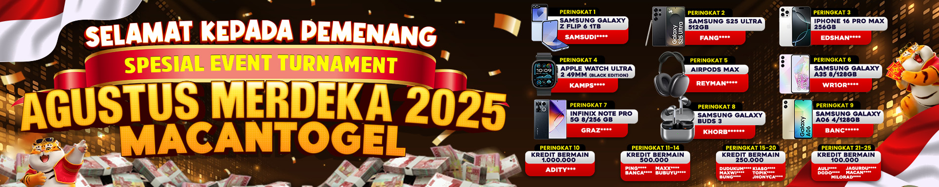 PEMENANG SPESIAL EVENT TURNAMENT AGUSTUS MERDEKA 2025